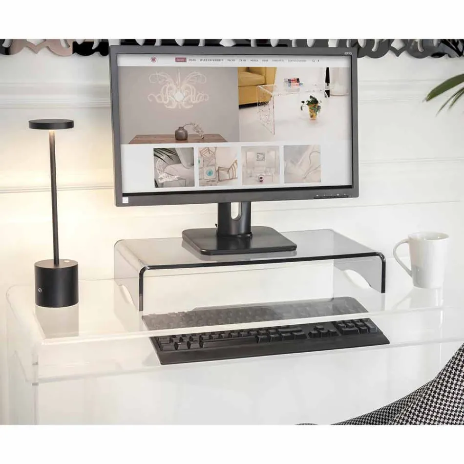 Stojan na monitor v průhledném nebo kouřovém plexisklovém italském designu - blbeček Viadurini