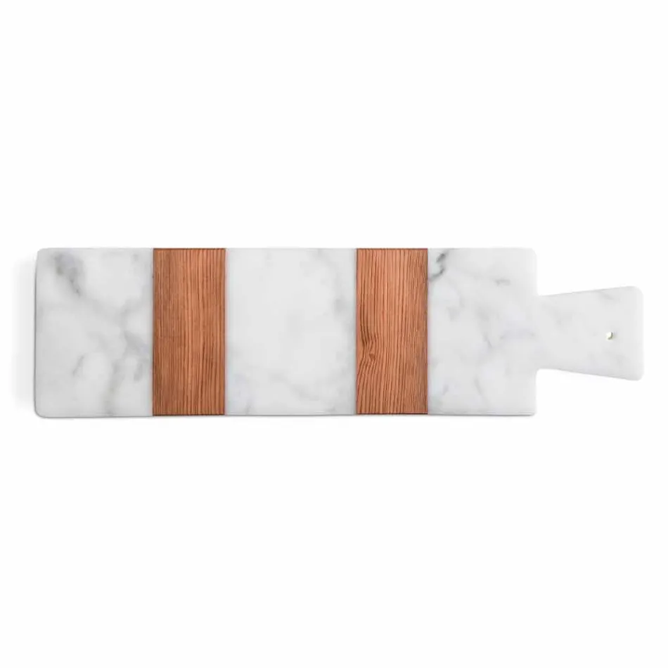 Bílý mramor Carrara a dřevo vyrobené v Itálii Design Cutting Board - Evea Viadurini