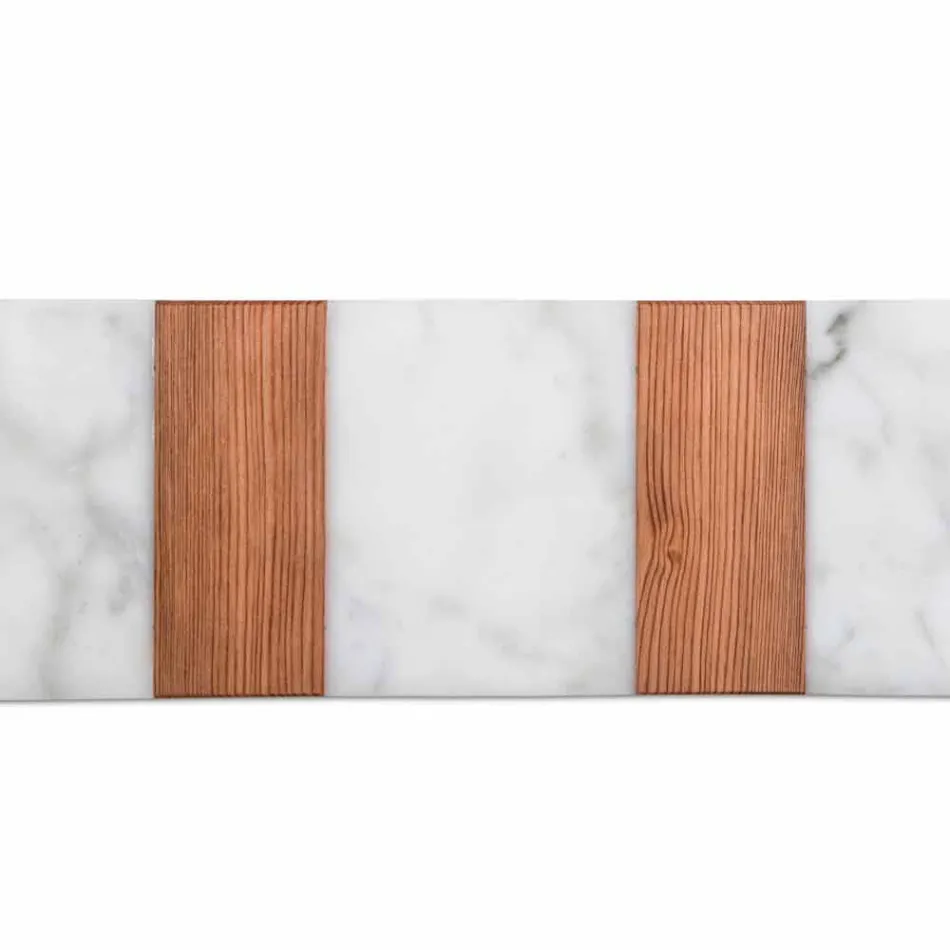 Bílý mramor Carrara a dřevo vyrobené v Itálii Design Cutting Board - Evea Viadurini