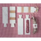 Bílý mramor Carrara a dřevo vyrobené v Itálii Design Cutting Board - Evea Viadurini