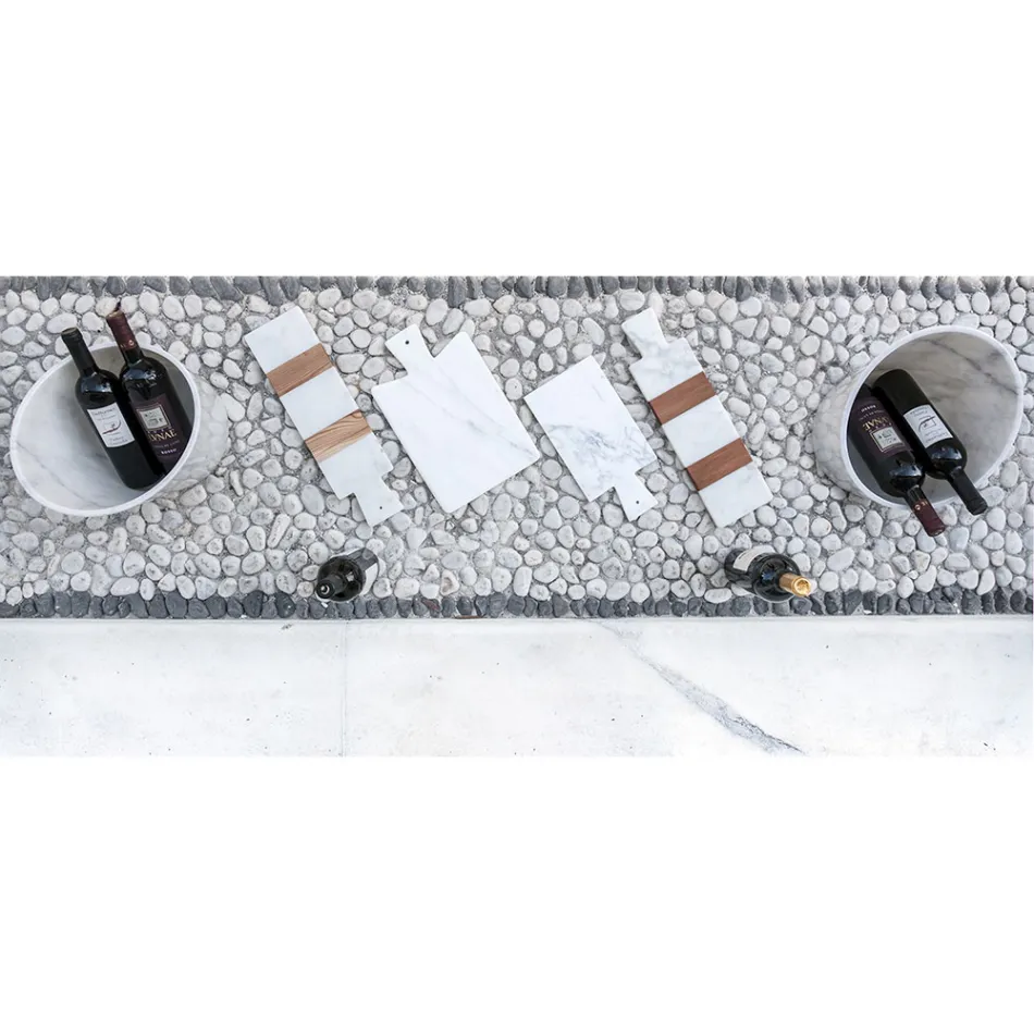 Bílý mramor Carrara a dřevo vyrobené v Itálii Design Cutting Board - Evea Viadurini
