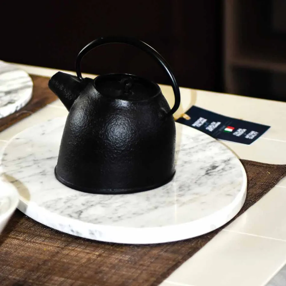 Moderní oválné prkénko v bílém mramoru Carrara vyrobené v Itálii - Masha Viadurini