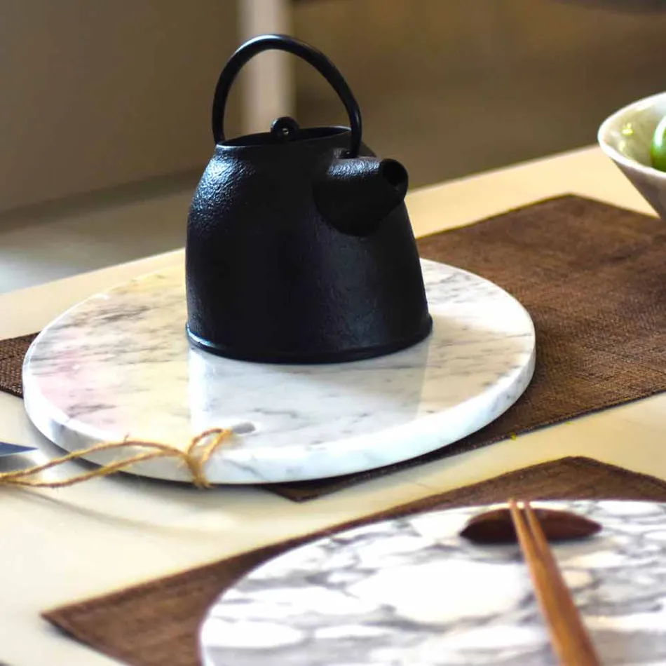 Moderní oválné prkénko v bílém mramoru Carrara vyrobené v Itálii - Masha Viadurini