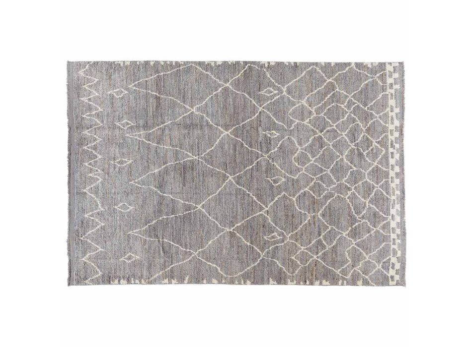 Ručně vyráběný vlněný koberec s dlouhým vlasem ručně vázaný v Türkiye - Benedetta Viadurini