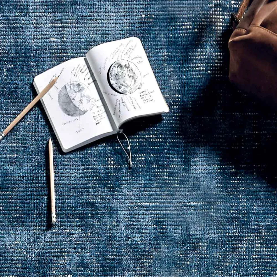 Koberec do obývacího pokoje z bavlny, viskózy a vlny Vyrobeno na ručním stavu - Melita Viadurini