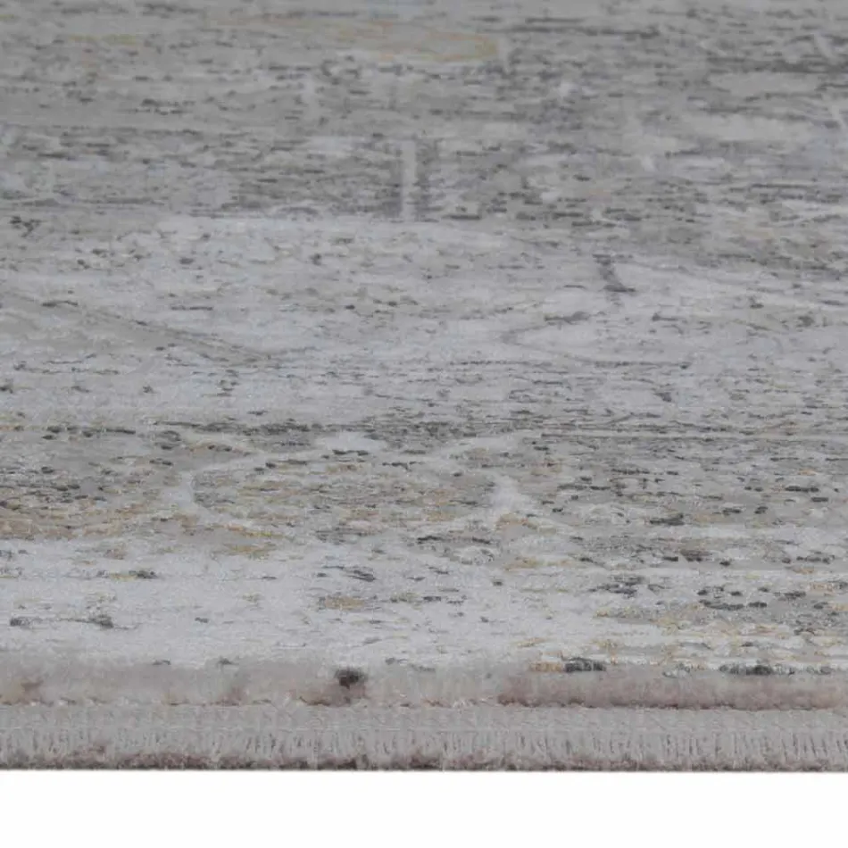 Designový koberec z viskózy a akrylové šedé béžové s designem - prezident Viadurini