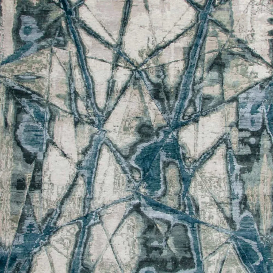 Moderní designový vzorovaný koberec do obývacího pokoje z bambusového hedvábí a vlny - Laptos Viadurini