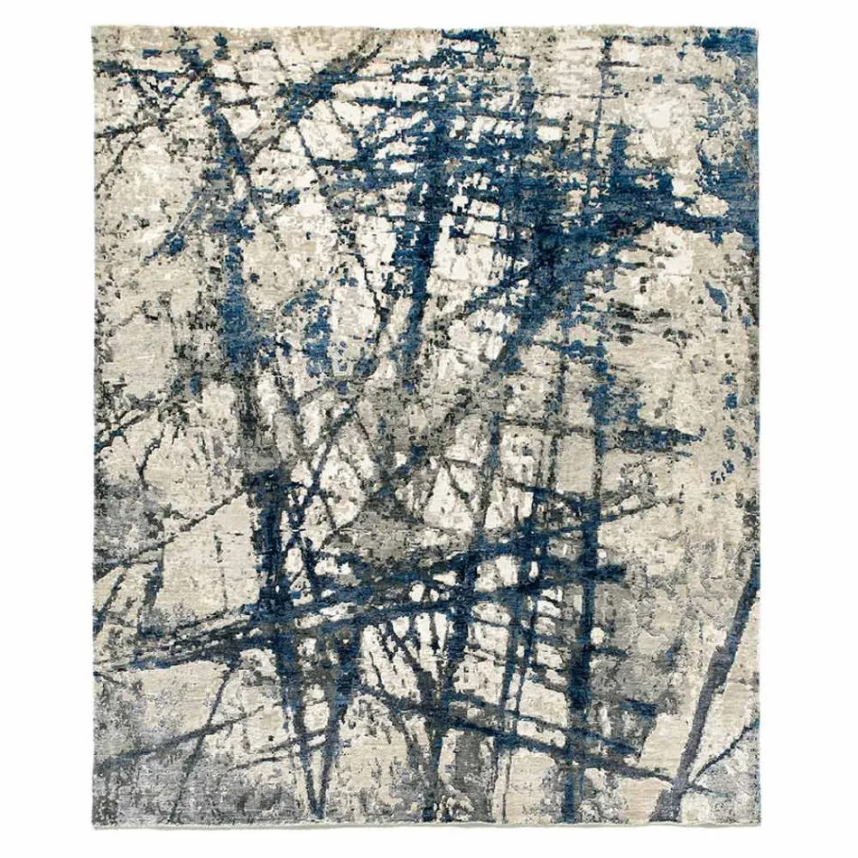 Moderní designový vzorovaný koberec do obývacího pokoje z bambusového hedvábí a vlny - Laptos Viadurini