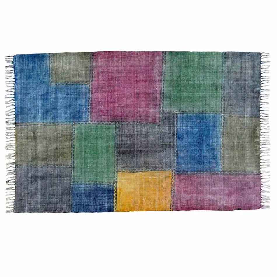 Etnický barevný obdélníkový koberec se střapci - Fibraù Viadurini