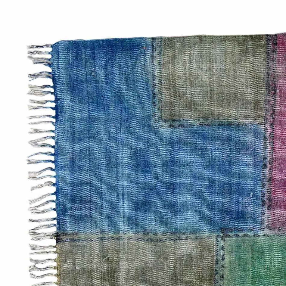 Etnický barevný obdélníkový koberec se střapci - Fibraù Viadurini