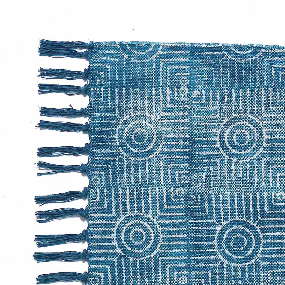 Etnický barevný obdélníkový koberec se střapci - Fibraù Viadurini