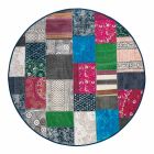 Kulatý etnický koberec z barevné bavlněné tkaniny - vlákna Viadurini