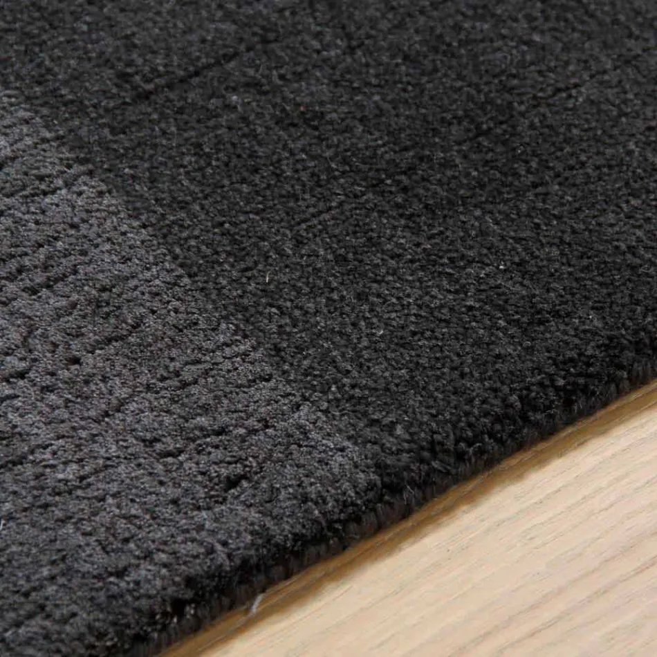 Velká barevná vlna a hedvábný koberec s moderním designovým pásem - směs Viadurini