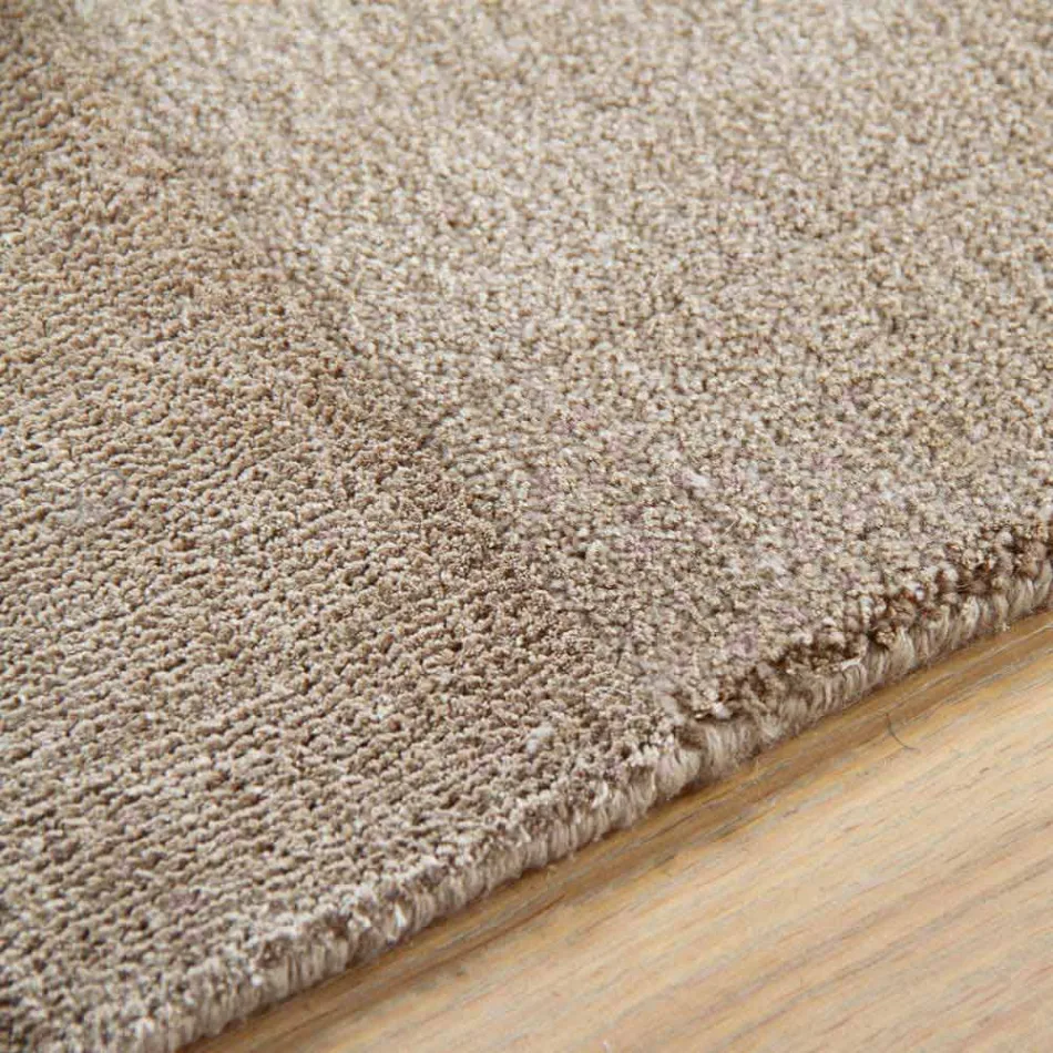 Velká barevná vlna a hedvábný koberec s moderním designovým pásem - směs Viadurini