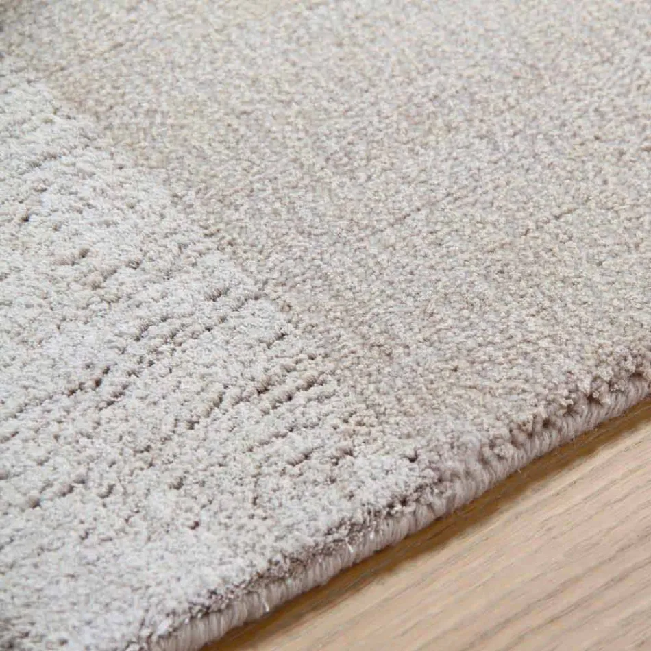 Velká barevná vlna a hedvábný koberec s moderním designovým pásem - směs Viadurini