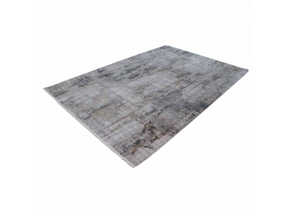Šedý béžový protiskluzový koberec z viskózy a akrylu s designem - prezident Viadurini