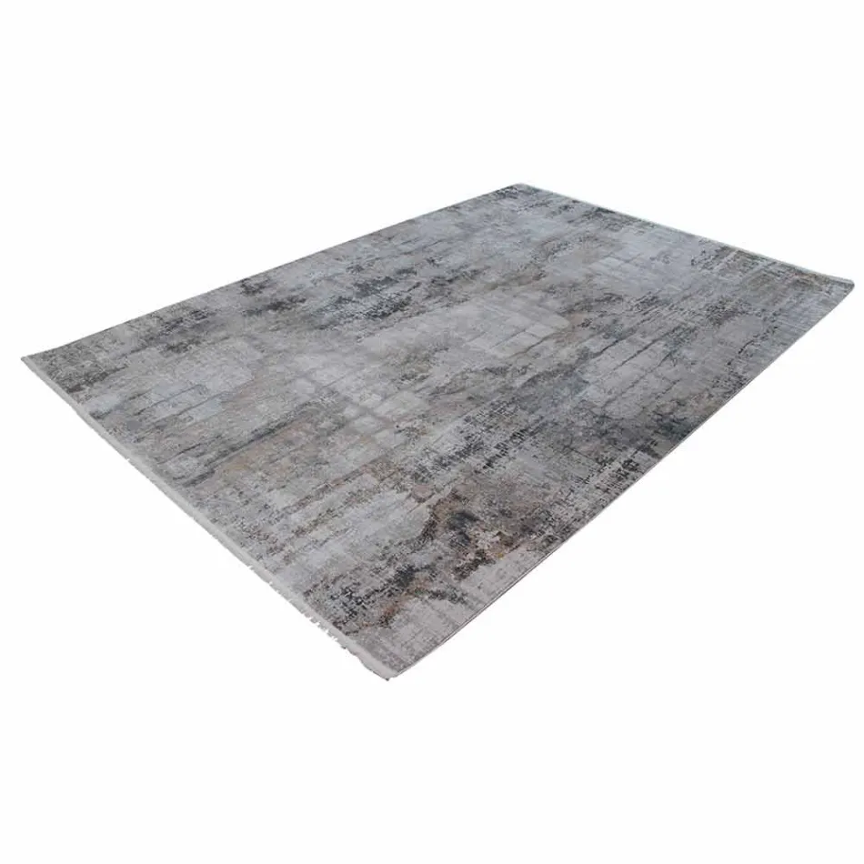 Šedý béžový protiskluzový koberec z viskózy a akrylu s designem - prezident Viadurini