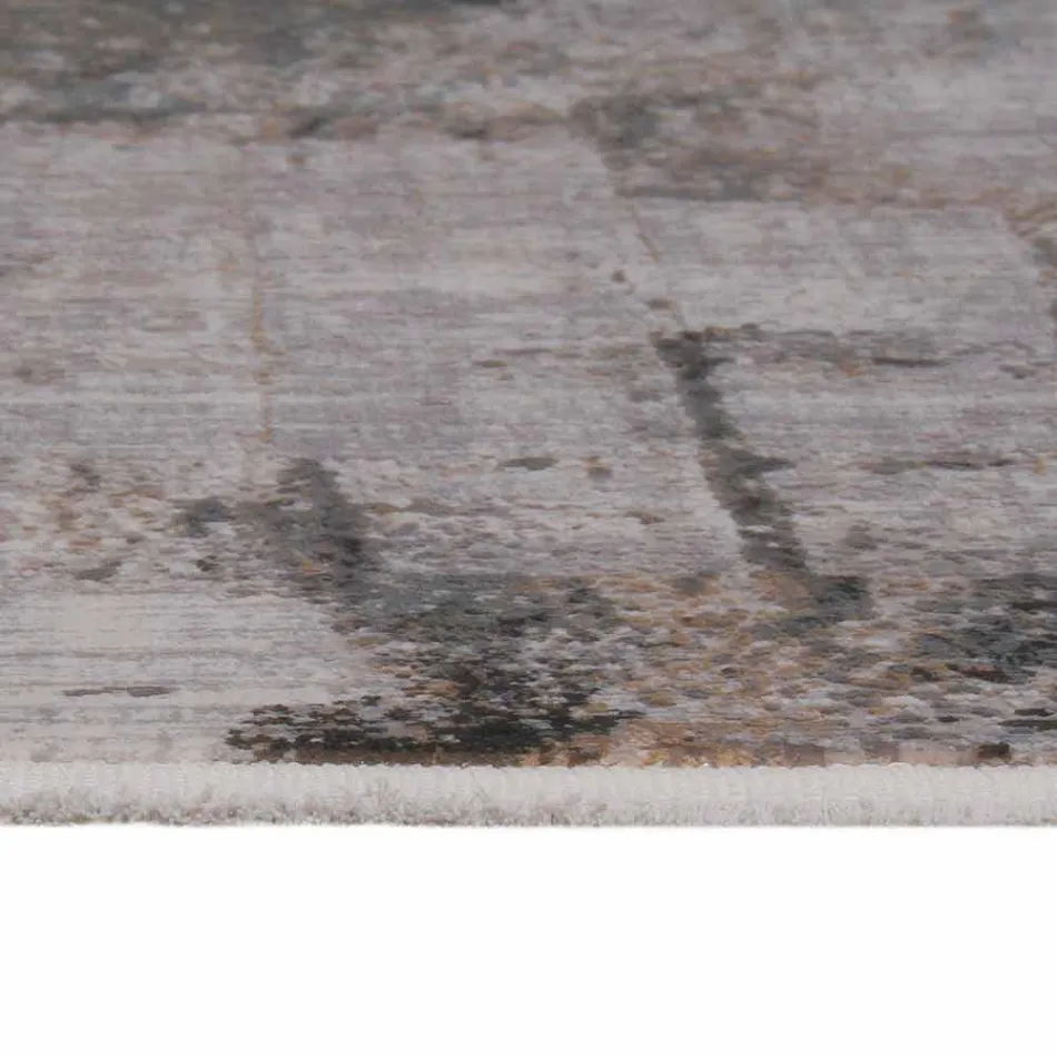 Šedý béžový protiskluzový koberec z viskózy a akrylu s designem - prezident Viadurini