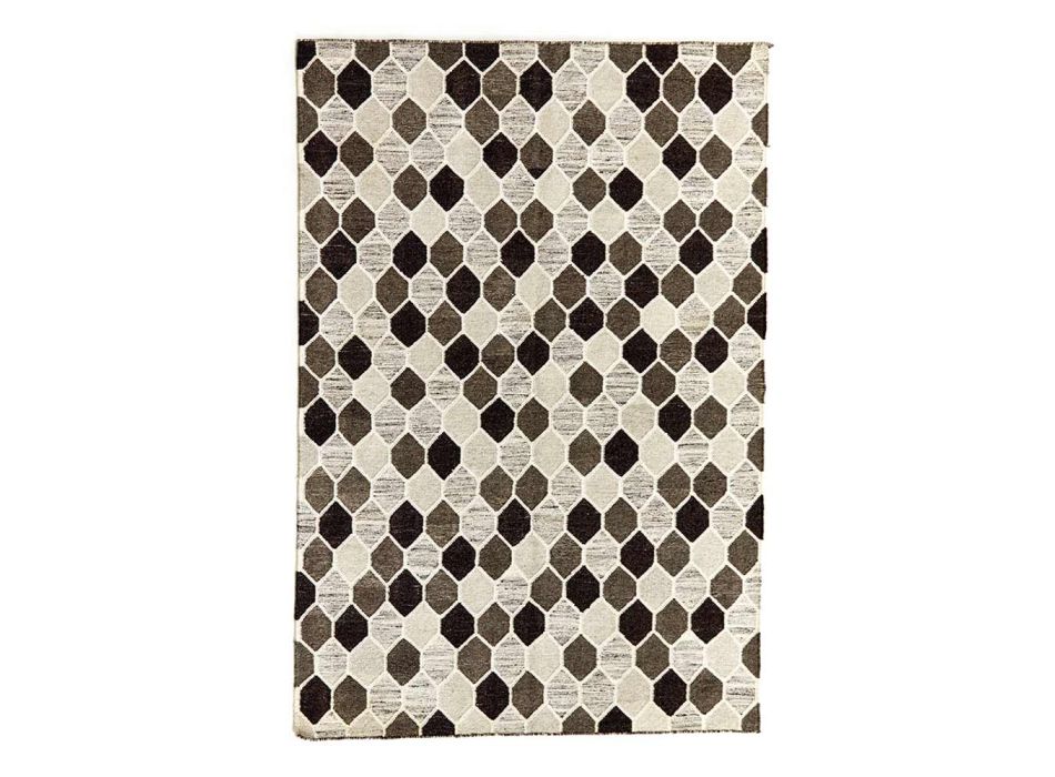 Moderní designový koberec s geometrickým vzorem z vlny a bavlny - tapioka Viadurini