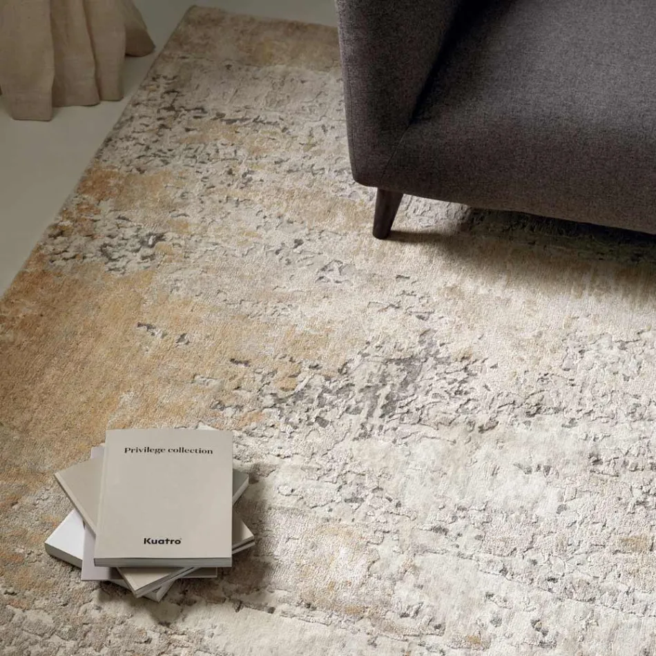 Moderní elegantní designový koberec do obývacího pokoje z bambusového hedvábí a vlny - Pasha Viadurini