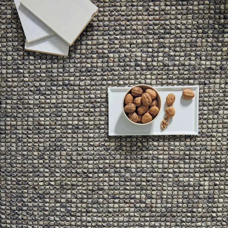 Moderní ručně tkaný koberec z vlny a bavlny do obývacího pokoje - Relict Viadurini