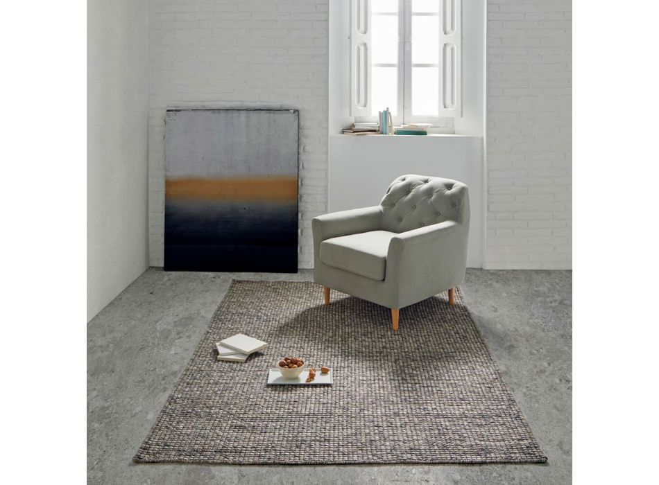 Moderní ručně tkaný koberec z vlny a bavlny do obývacího pokoje - Relict Viadurini