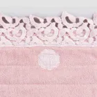 Koupelnový kobereček z bavlny a lnu s krajkou Poema 2 barvy - Cuorotto Viadurini
