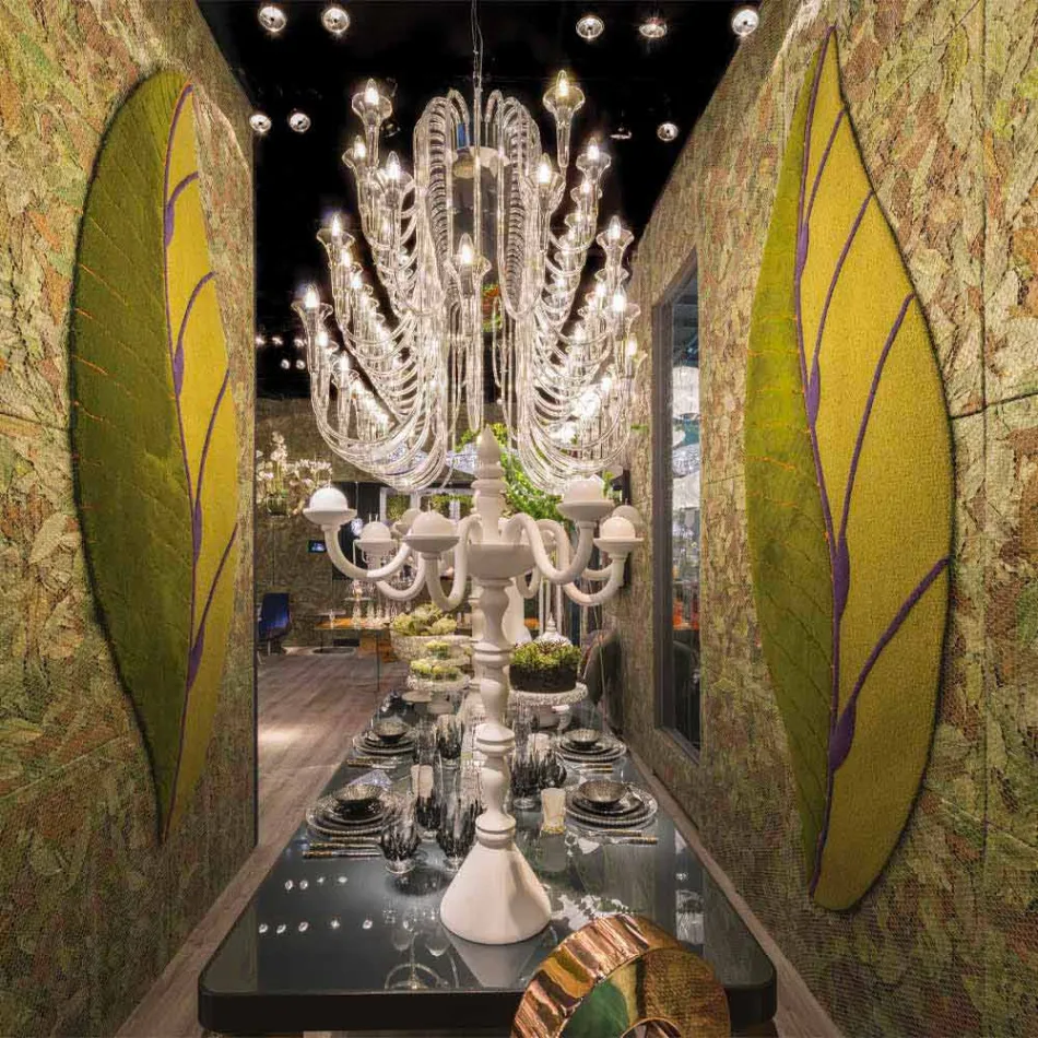 Koberec do obývacího pokoje ve tvaru listu z ručně všívané vlny vyrobené v Itálii - Acino Viadurini