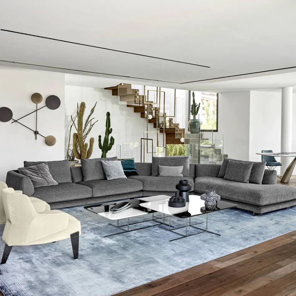 Ručně vyráběný koberec do obývacího pokoje z vysoce kvalitní viskózy tkaný v Indii - kapota Viadurini