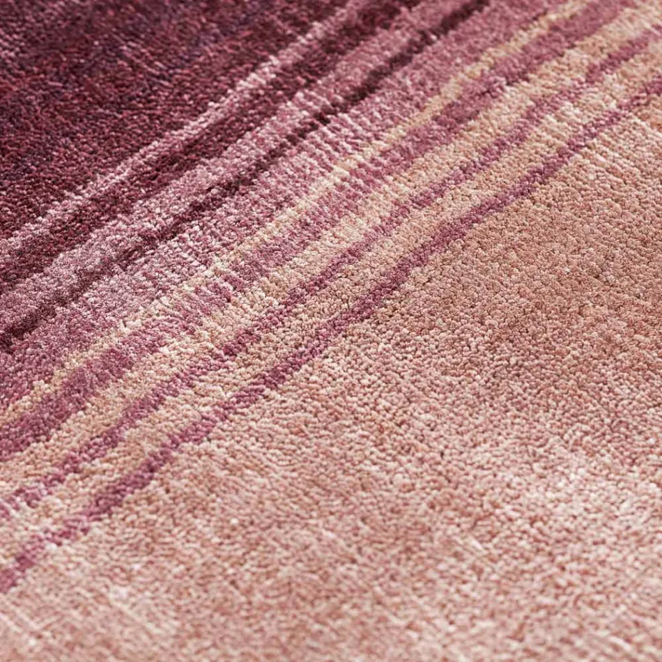 Ručně vyráběný koberec do obývacího pokoje z vysoce kvalitní viskózy tkaný v Indii - kapota Viadurini