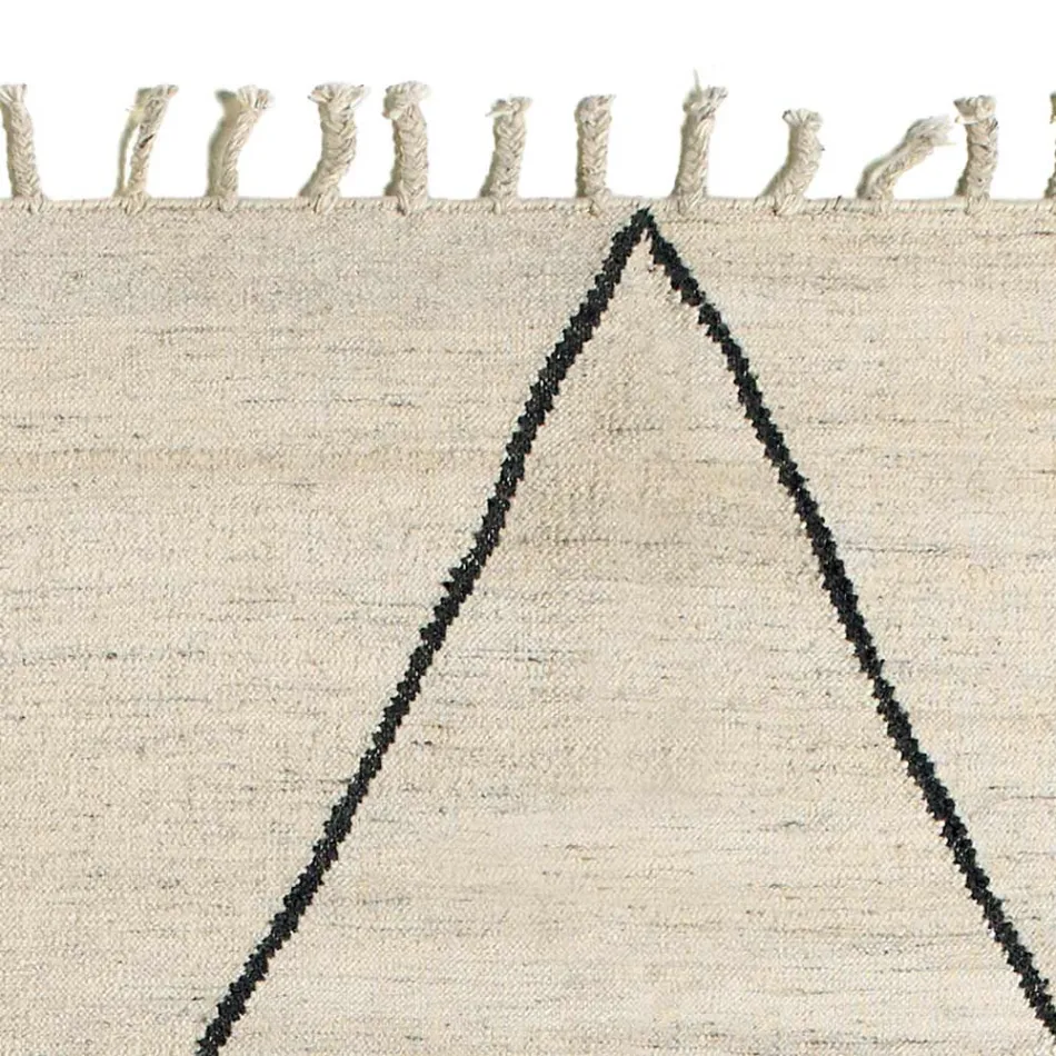 Vlněný a bavlněný koberec do obývacího pokoje s moderním geometrickým designem - Metria Viadurini