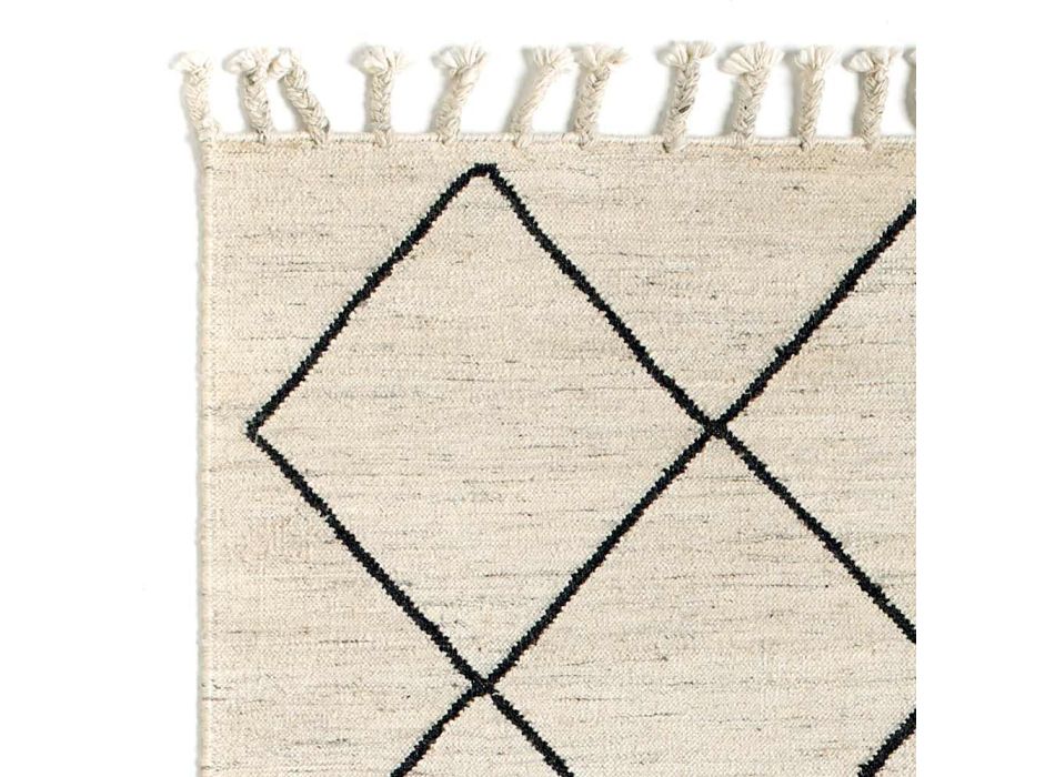 Moderní koberec do obývacího pokoje s geometrickým vzorem z vlny a bavlny - Metria Viadurini