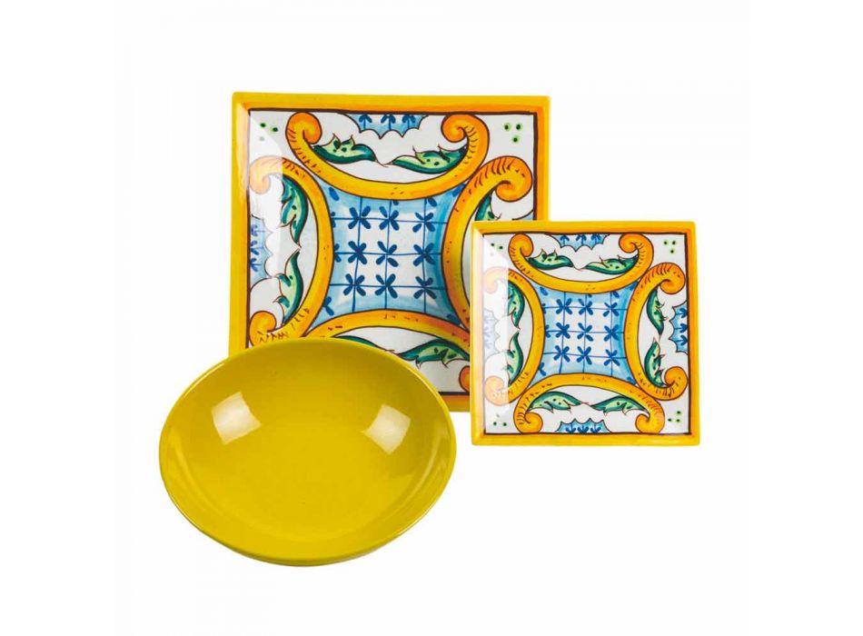 Elegantní barevný setový stůl, porcelán a kamenina 18 kusů - dlaždice Viadurini