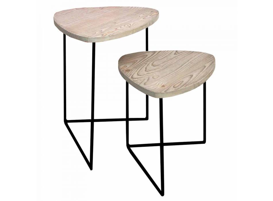 Moderní stoly v pevné jedle a kovu - Luciana Viadurini