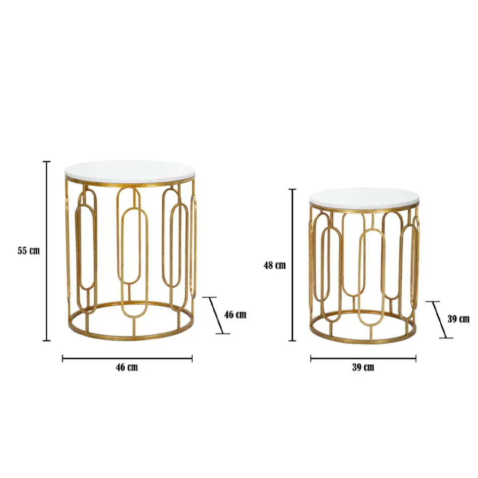 Konferenční stolky ve zlaté pryskyřici a pryskyřici s mramorovým efektem 2 kusy - Pietro Viadurini