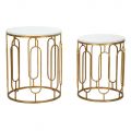 Konferenční stolky ve zlaté pryskyřici a pryskyřici s mramorovým efektem 2 kusy - Pietro
