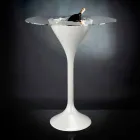 Vysoký konferenční stolek ze skla a polyetylénu s držákem na lahve vyrobený v Itálii - Krakov Viadurini