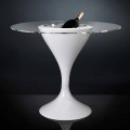 Vysoký konferenční stolek ze skla a polyetylénu s držákem na lahve vyrobený v Itálii - Krakov