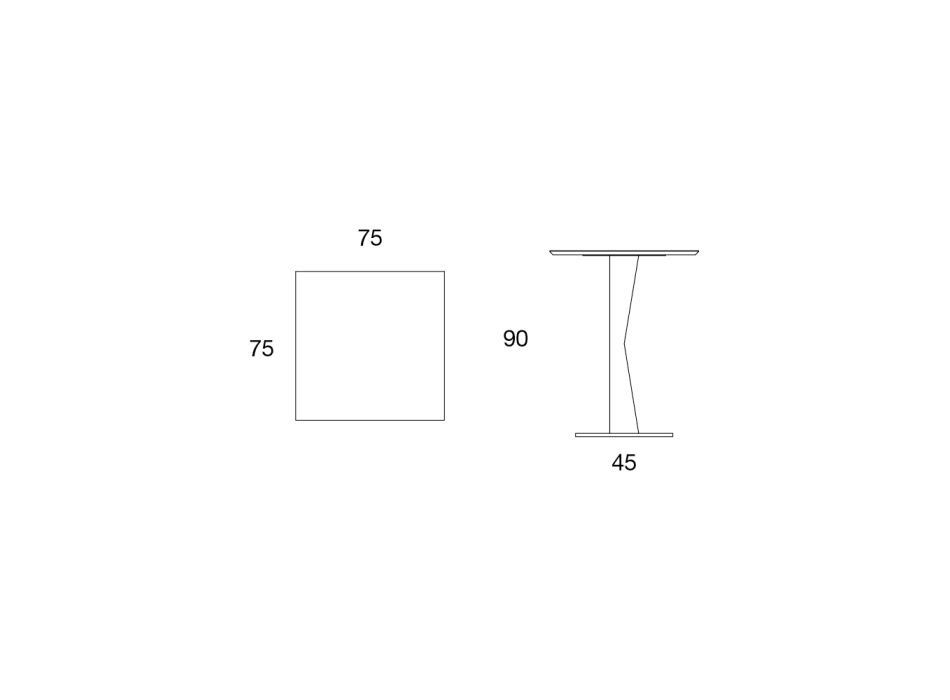 Vysoký čtvercový konferenční stolek ze šikmého kovu a matné keramické desky - Coriko Viadurini