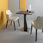 Vysoký čtvercový konferenční stolek ze šikmého kovu a matné keramické desky - Coriko Viadurini