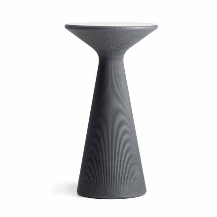 Vysoký kulatý venkovní konferenční stolek z polyethylenu a HPL vyrobený v Itálii - Desmond Viadurini