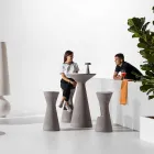 Vysoký kulatý venkovní konferenční stolek z polyethylenu a HPL vyrobený v Itálii - Desmond Viadurini