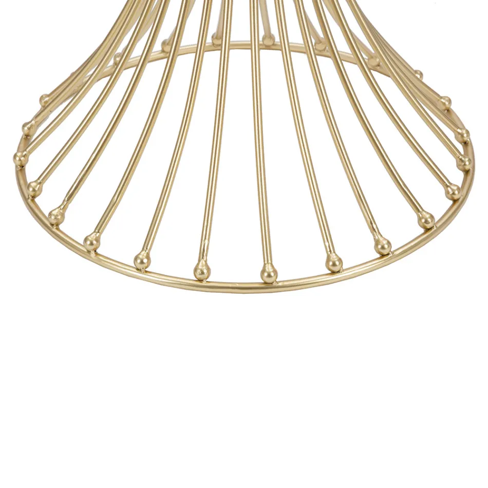 Kulatý vysoký konferenční stolek ze zlatého železa s koulemi a deskou z kouřového skla - Dexter Viadurini