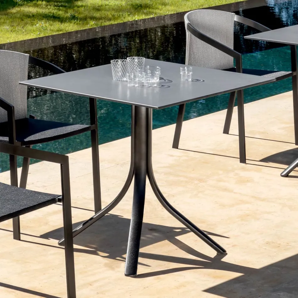 Venkovní barový stůl se 3 sklápěcími hliníkovými nohami ve 2 povrchových úpravách - Filomena Viadurini