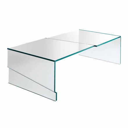 Nízký konferenční stolek do obývacího pokoje v konzolovém průhledném skle - sleva Viadurini