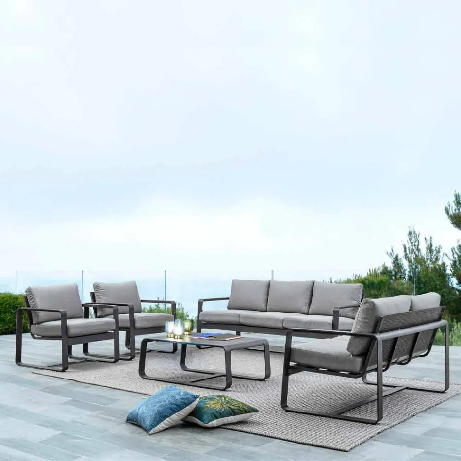 Venkovní nízký stůl z bílého nebo antracitově lakovaného hliníku - Aniello Viadurini