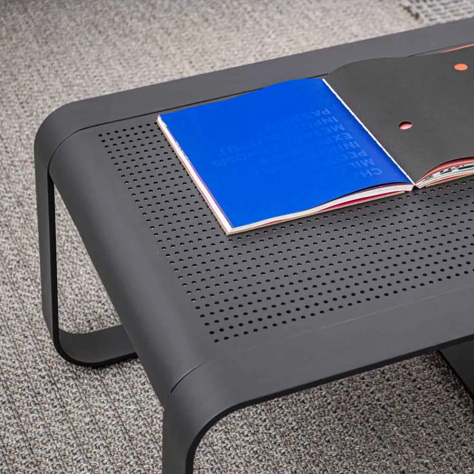 Venkovní nízký stůl z bílého nebo antracitově lakovaného hliníku - Aniello Viadurini