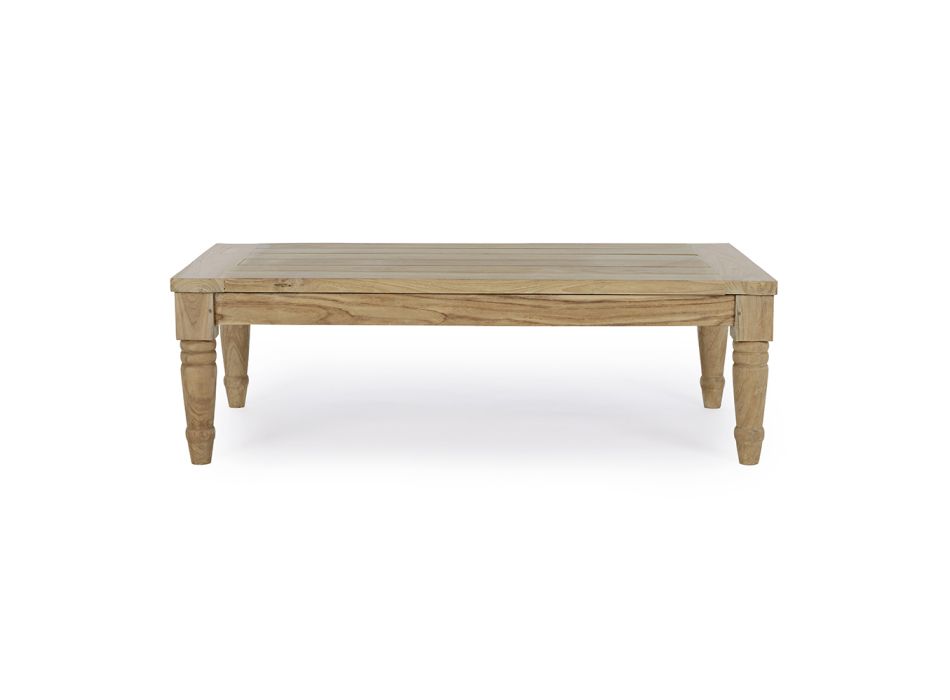 Nízký venkovní konferenční stolek z teakového dřeva s rustikálním povrchem, Homemotion - Ronak Viadurini