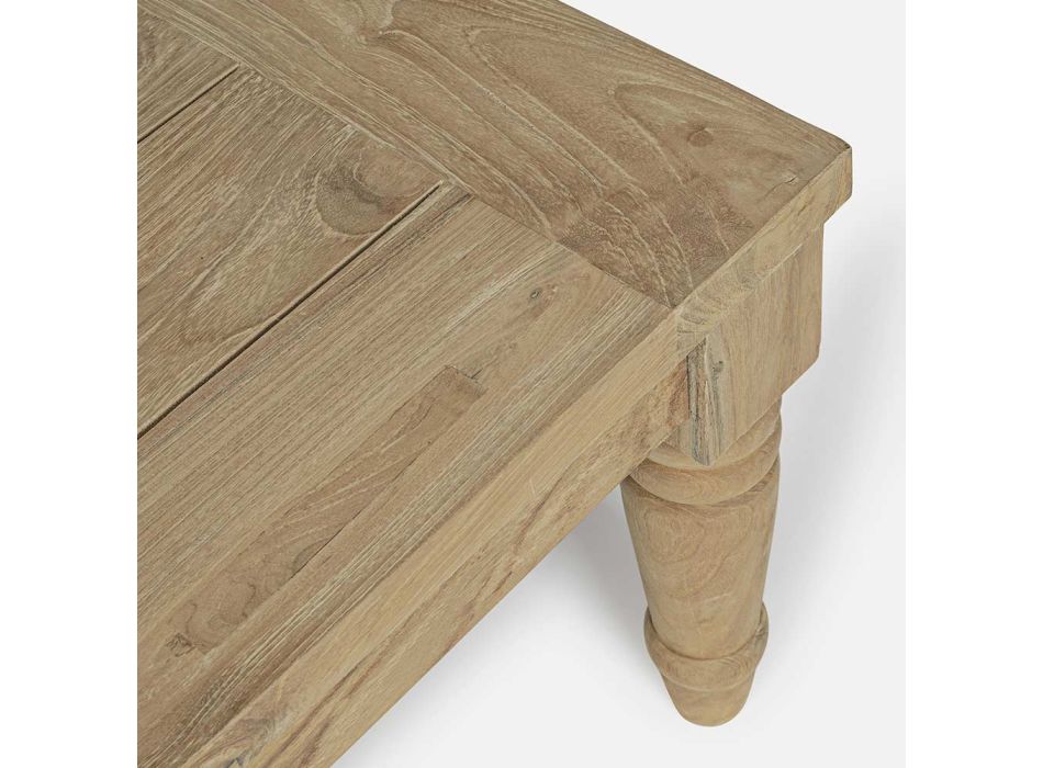 Nízký venkovní konferenční stolek z teakového dřeva s rustikálním povrchem, Homemotion - Ronak Viadurini