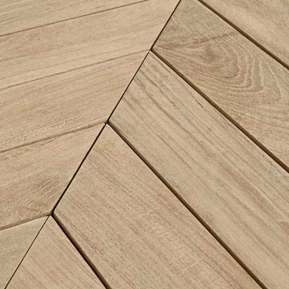 Nízký venkovní teakový konferenční stolek s oválnou deskou, Homemotion - Ricardo Viadurini